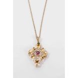 Edwardian 9ct gold Suffragette pendant by Gourdel Vales & Co