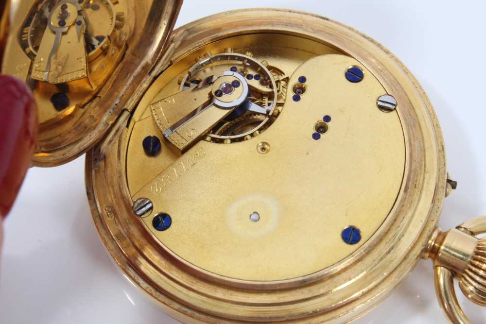 1920s Gentleman's 18ct gold Hunter pocket watch with stem wind three quarter plate movement , the 50 - Image 7 of 7