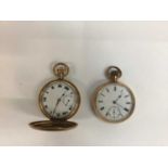 Gentleman's Hunter pocket watch in gold plated case and another open faced pocket watch (2)