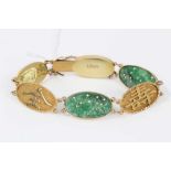 Chinese gold and jade panel bracelet