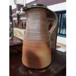 John Leach salt glazed studio pottery jug with impressed marks to base - Muchelney, Somerset
