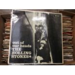 LP's- Rolling Stones, Out of our heads- LK4733 together with two boxes of single records etc.