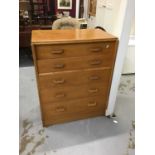 Oak chest of five drawers