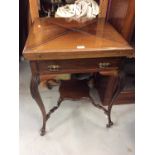 Edwardian mahogany envelope card table with single drawer