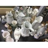 Collection of 19th century parianware jugs, figures and sundries