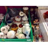 Two boxes of china, glass and sundries