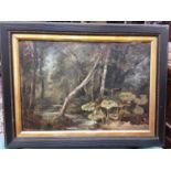 19th century English school oil on board - woodland scene