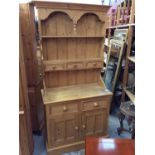 Pine two height dresser with draws and cupboards below
