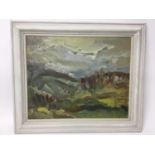 Annelise Firth (b.1961) oil on board - extensive landscape, signed verso, framed, 39cm x 49cm