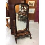 Victorian mahogany cheval mirror on castors