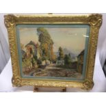 After Lamorna Birch colour print of a Continental landscape, in ornate gilt frame, together with oth