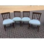 Set of four Edwardian inlaid mahogany dining chairs