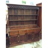 Stained pine two height dresser