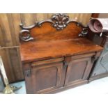 Victorian mahogany chiffonier with raised back above cupboards and drawers