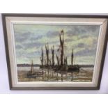 Ray Allen, oil on board 'Awaiting the tide', signed, 30 x 38cm, framed