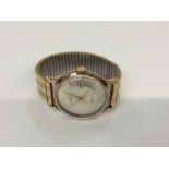 9ct gold cased Roamer wristwatch on plated expandable strap