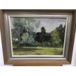 Gwen Walbourn oil on board, The Black Barn, inscribed to label verso, 23 x 31cm, framed, together wi