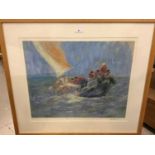 Constance Halford-Thompson signed limited edition sailing print, "Heeling Over", 15/25, in glazed fr
