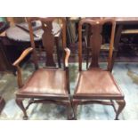 Set of six George I revival splat back chairs