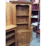 Pine standing corner cupboard