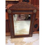 Arab brass inlaid wall mirror