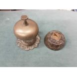 Early 20th century serpentine sundial, corkscrew, vintage car badge and a brass desk bell (4)