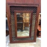 Pair Hardwood framed mirrors with ironwork decoration