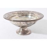 American silver pedestal bowl with pierced border, base stamped Hamilton Sterling, 23cm in diameter