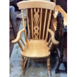 Two pine rocking chairs