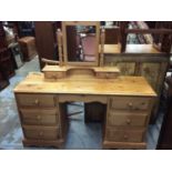 Pine dressing table with associated mirror
