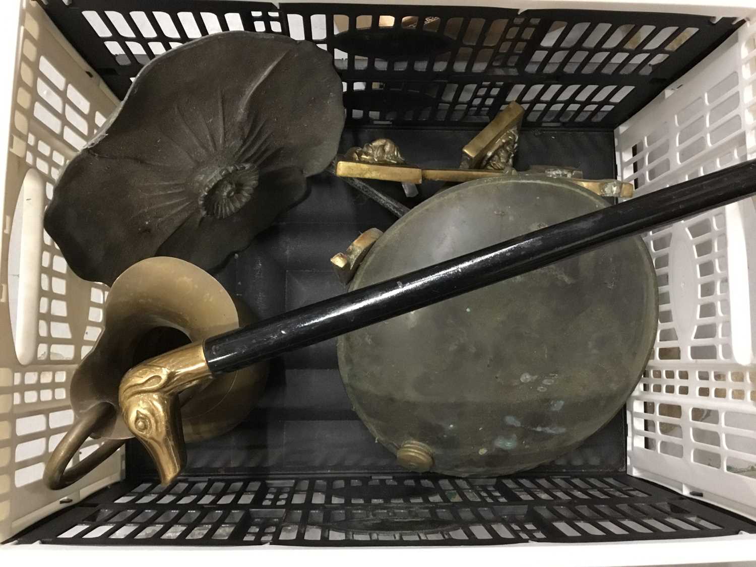 Assorted silver plated cutlery, Old Sheffield plate sugar basket, brass and metalware - Image 2 of 2