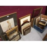 Large quality of assorted 19th century and later pictures and various frames