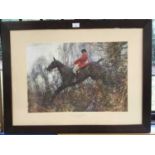 Munnings hunting print in oak frame