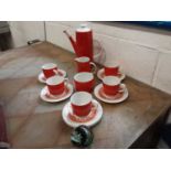 Royal Doulton coffee set and other items including vintage handbag, suit bag etc
