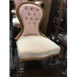Three Victorian easy chairs with pink velvet upholstery