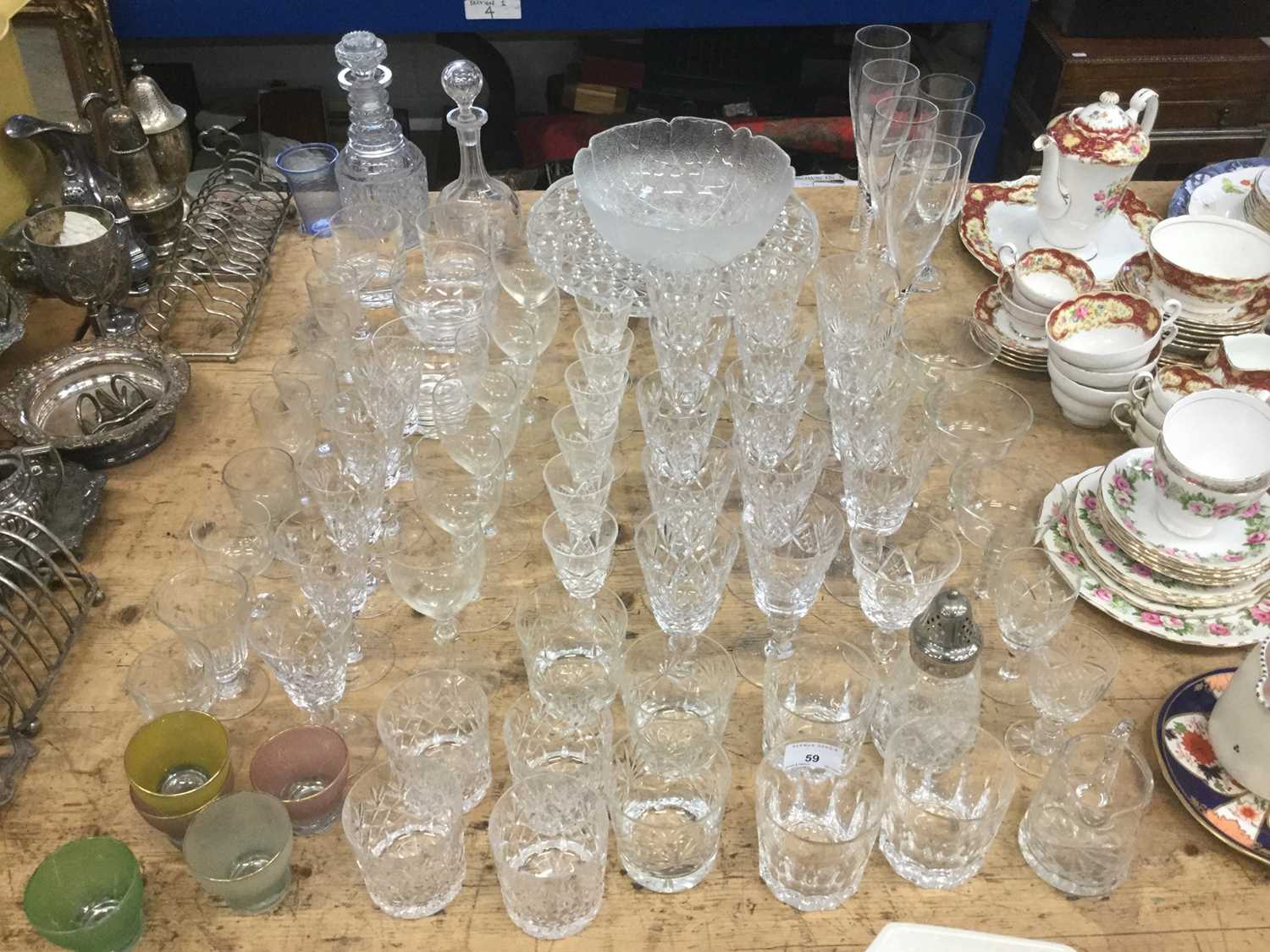 Group of assorted glassware to include cut glass decanters, wines, whisky glasses and others - Image 2 of 2