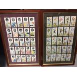 Two framed cigarette card collections and two other prints