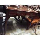 Late 19th century mahogany table with twin drawers