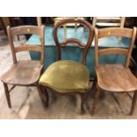 Four various 19th century country chairs and one other Victorian chair