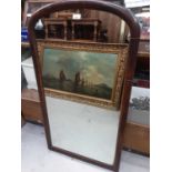 Victorian mahogany frame dressing mirror with arched top