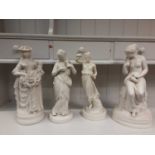 Four Parian ware classical female figuers