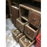 Large qualities of antique screws, furniture mounts, locks, hinges and similar items