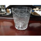 George III cut glass tumbler with engraved initials