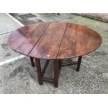 18th century oak oval drop leaf dining table