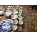 Two Spode blue and white dishes, Royal Grafton tea ware and various glass
