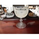 Victorian cut, etched and frosted glass goblet