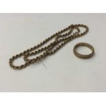 9ct gold rope twist necklace and 9ct gold eternity ring