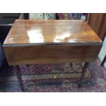 George IV mahogany Pembroke table with end drawer on ring turned legs