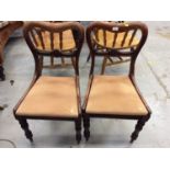 Set four Victorian kidney back chairs with drop in seats