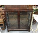 Georgian style mahogany china display cabinet with astragal glazed doors on bracket feet 107 cm wide